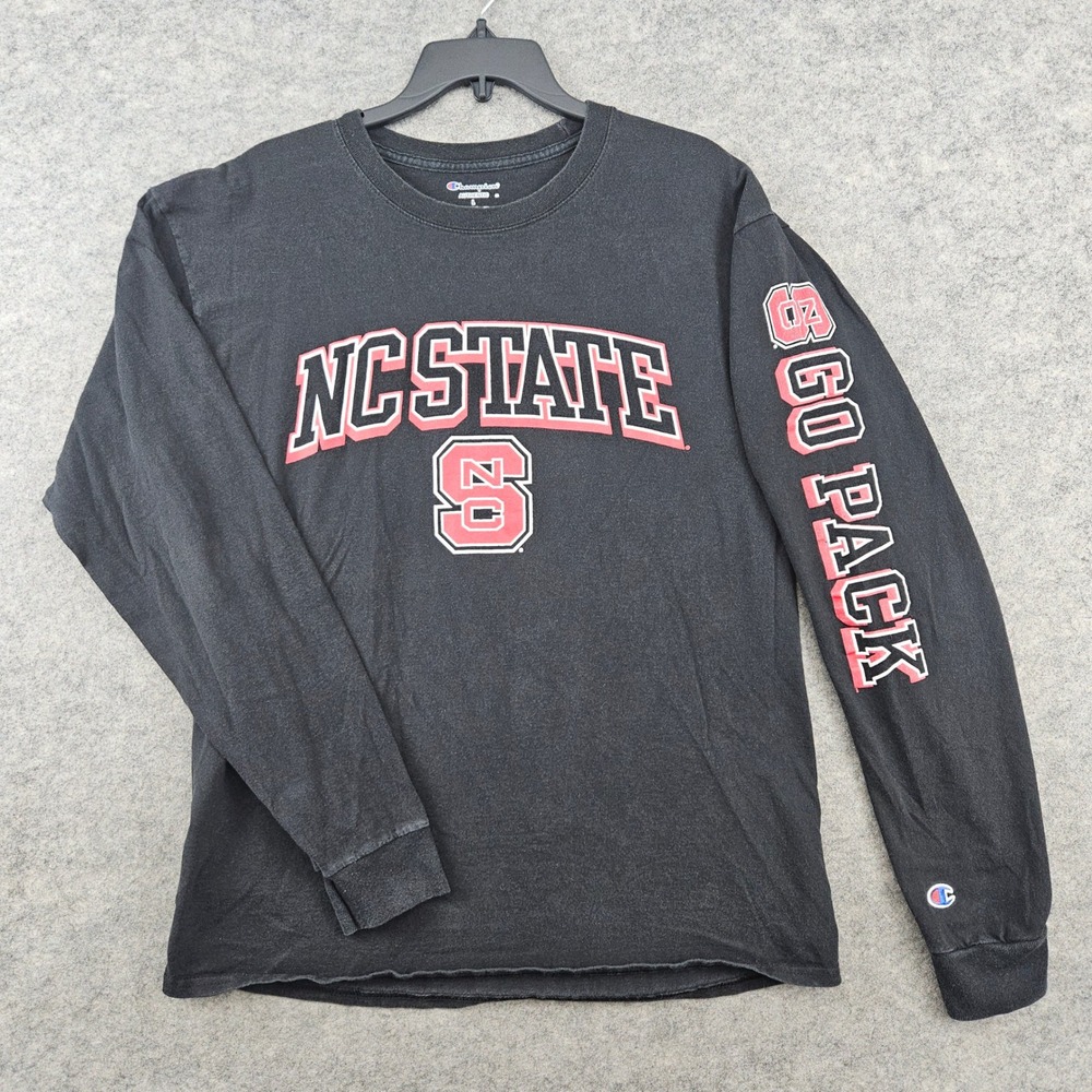 Champion NC State Wolfpack Long Sleeve T-Shirt Mens Black Large Go Pack Graphic